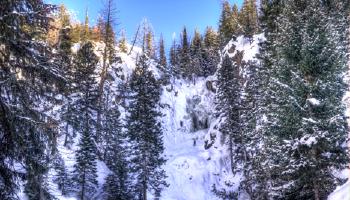 Fish creek falls after fresh snow.